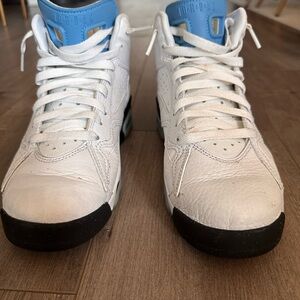 Jordan 6 White, Black & Light Blue Men’s Athletic Sneakers
